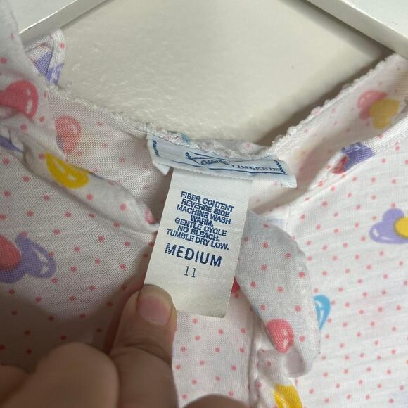 Vintage 80s 90s 1990s White and pink heart polka dot baby nightgown with ruffles - Picture 7 of 8